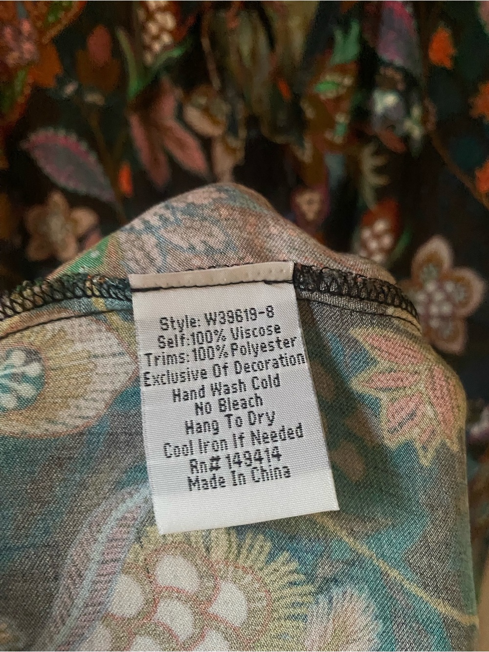 Johnny Was Black Floral Tie-Neck Maxi Dress size L - Picture 10 of 16